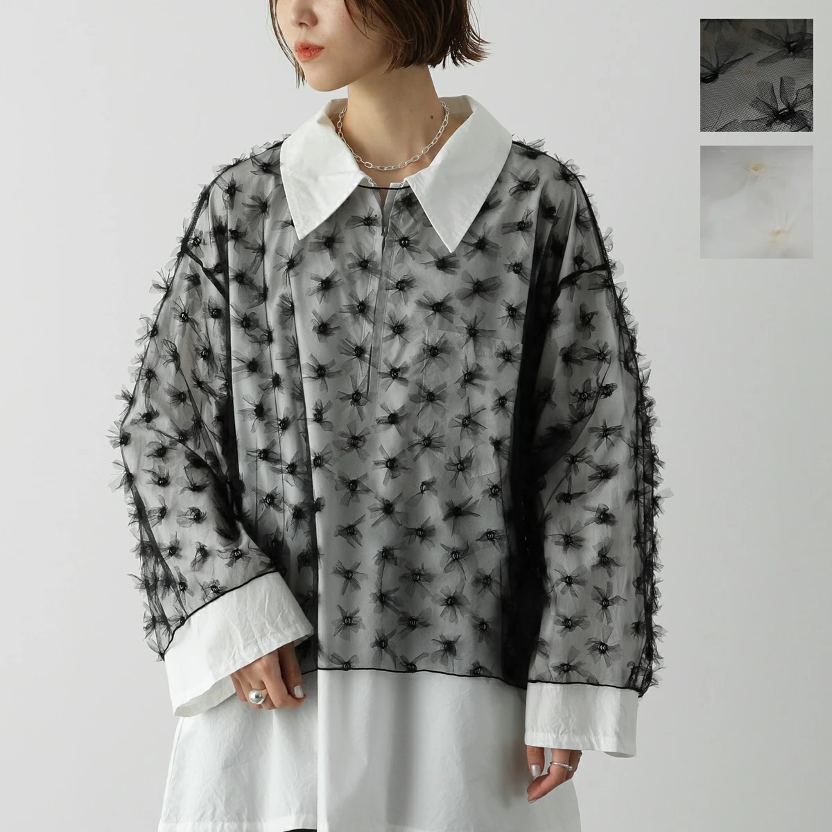 PROVOKE プロヴォーク プルオーバー tulle ribbon dot P/O PV-010060 レディース チュール フラワー 花 ボートネック トップス カラー2色 9,118円