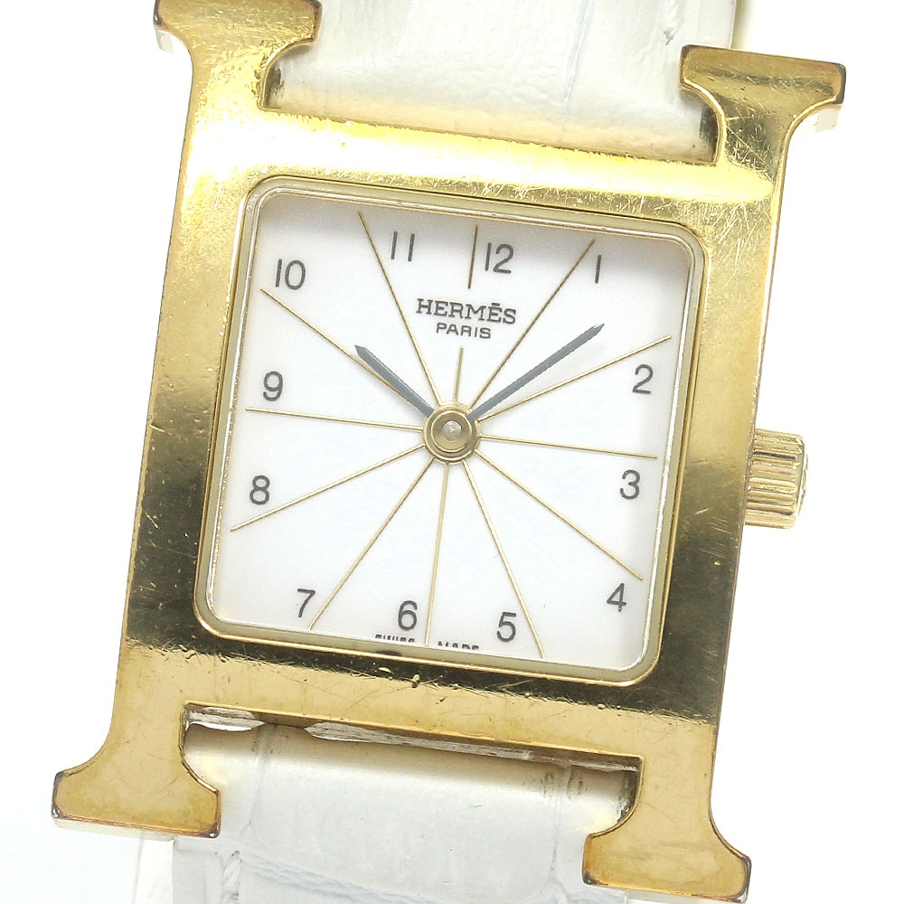エルメス HERMES HH1.201 Hウォッチ クォーツ レディース 内箱・保証書付き_766015【中古】