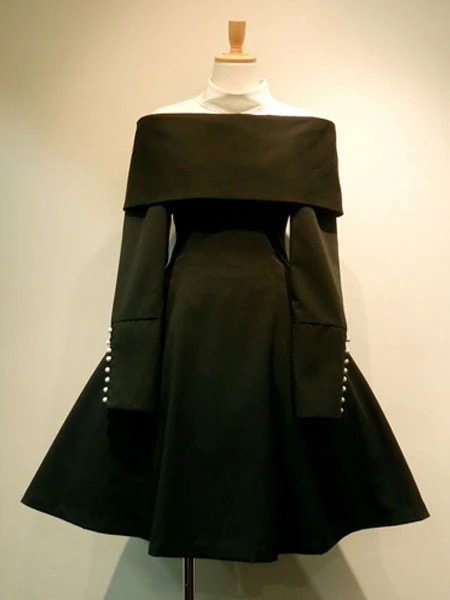 【全店任意2枚購入で100円OFF】ゴスロリ軍服ワンピース　OPドレス制服コスプレ　ツートンプリーツアイドル衣装　ボタンロリータワンピースドレス