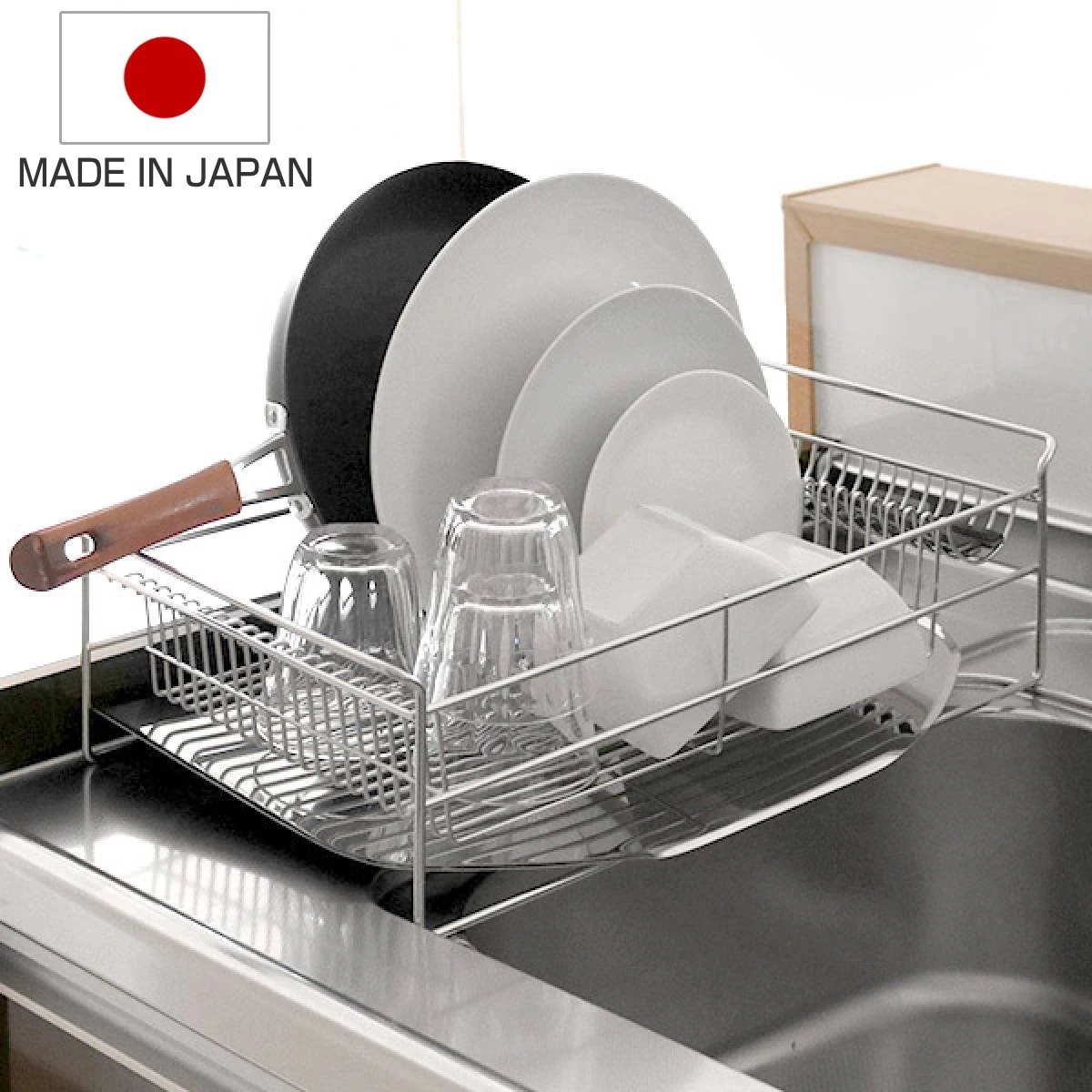 水切りラック TSUBAME ウイング水切りバスケット ステンレス 日本製 燕三条 カトラリーポケット付き 水切りかご 水切りカゴ 水切りバスケット 水きりラック ディッシュラック