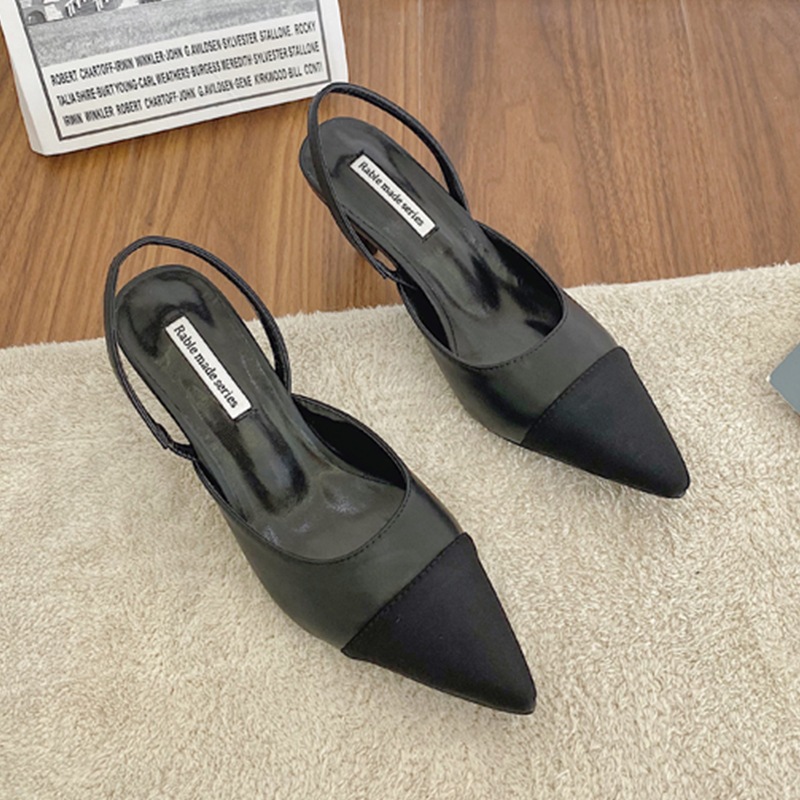 前鼻配色 スティレット スリングバッグヒール8cm