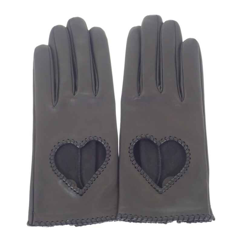 ハートグローブ H232012G01070 手袋 ラムスキン ブラック シルバー金具 7 レディース【Sランク】