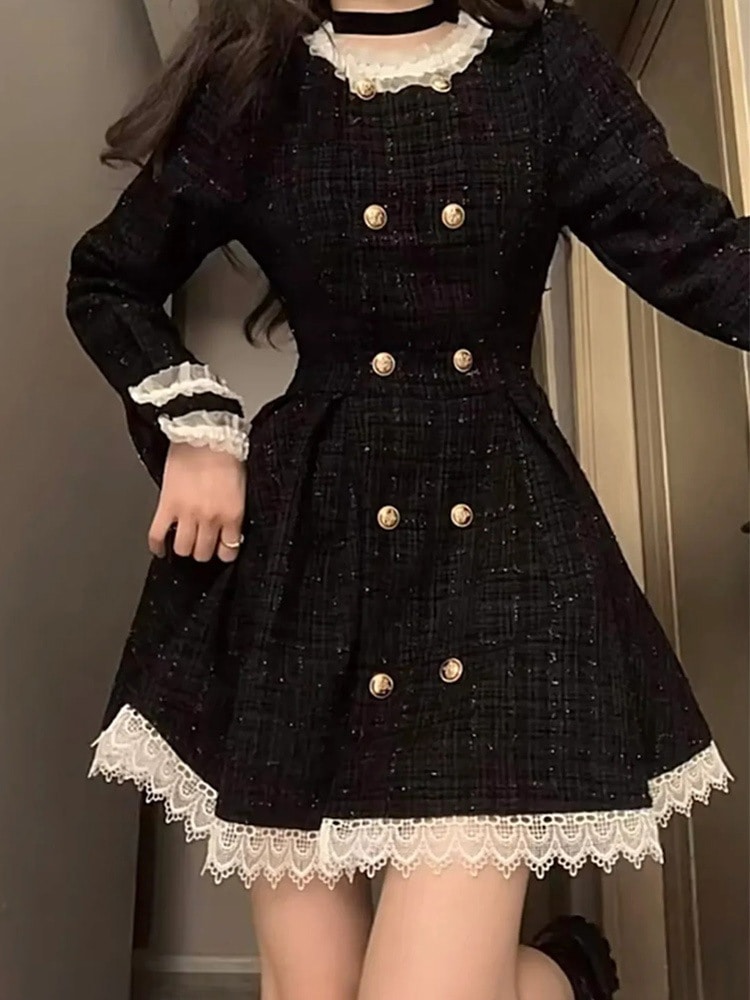 リッチドータースモールスカートドレス2024レディース秋冬リトルブラックドレス