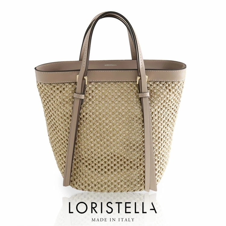 [LORISTELLA]麦わらハンドバッグイタリア製