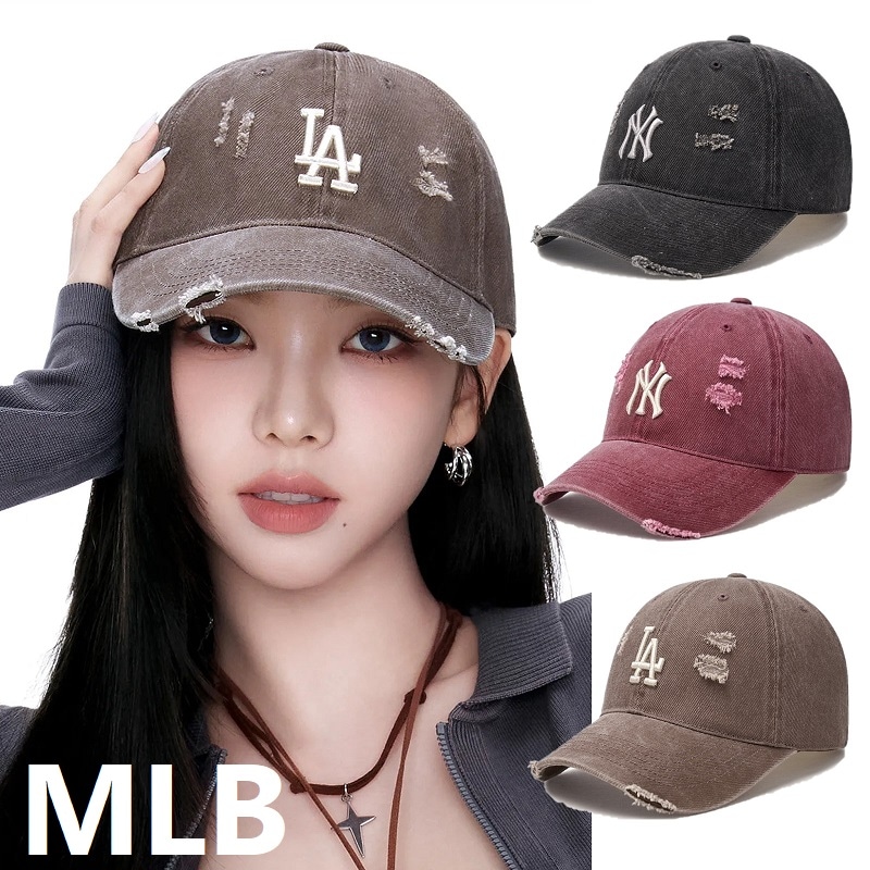 ダメージウォッシュ アンストラクチャード ボールキャップ 3色展開 ヴィンテージスタイル 韓国人気 [aespa カリナ 着用] ユニセックス カジュアル ストリート トレンド 帽子