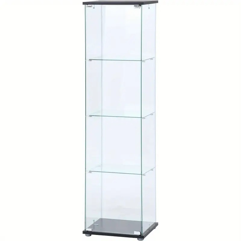 4段ブラック強化ガラスディスプレイケース - 高さ162cm幅42.5cm奥行き36.5cmコレクション・フィギュア＆メモラビリア用の補強ガラス棚簡単組み立てが必要フィギュアショーケースフ