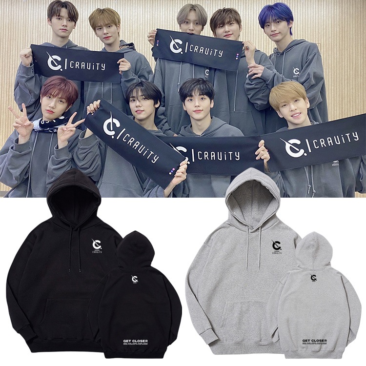 Cravity コンサート服スウェットプルオーバーパーカープラスベルベット薄手の男性と女性