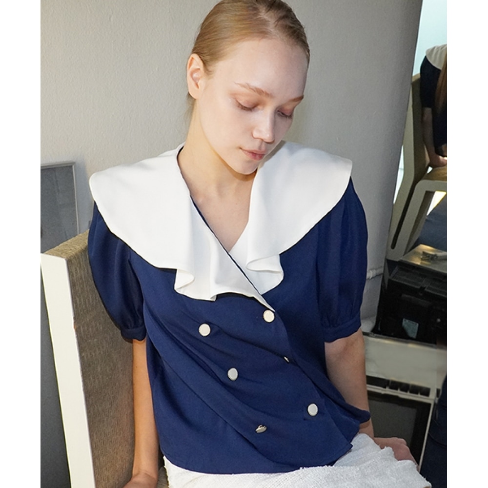 DAMAGE MNEMONIC セラプリル ネイビーブラウス_Sailor Frill NV BL