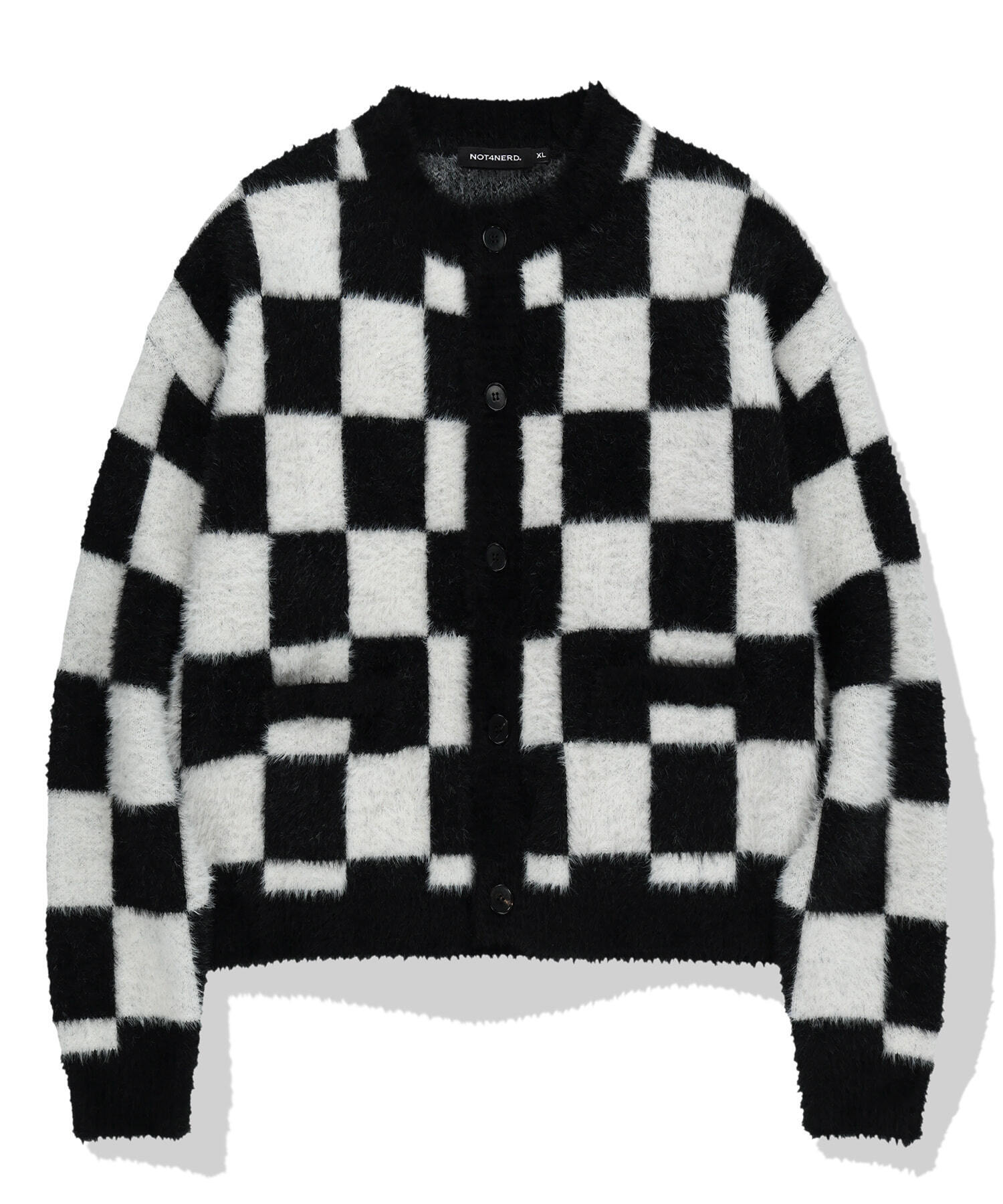 NOT4NERD Checkerboard Mohair Cardigan