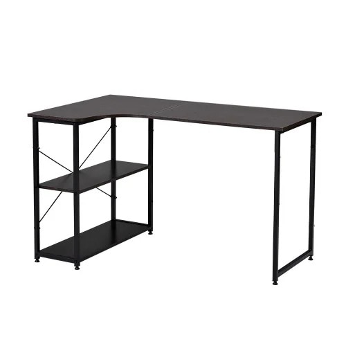 【大好評！最安値挑戦!】パソコンデスク L字120cm2段ラック付 デスク木製 ミシン台 書斎机 勉強机ダークブラウンGG9564 Dark Brown Particle BoardG18 7,900円