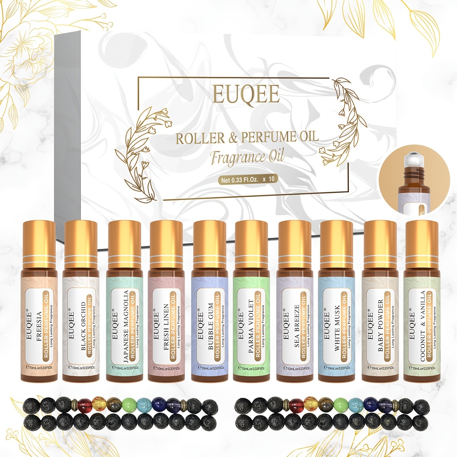 10個入りx10mlローラーフレグランスオイルセットと2個のディフューザーブレスレットキャンドル作り用10mlプレミアムグレードオイルディフューザー加湿器オイルバーナー