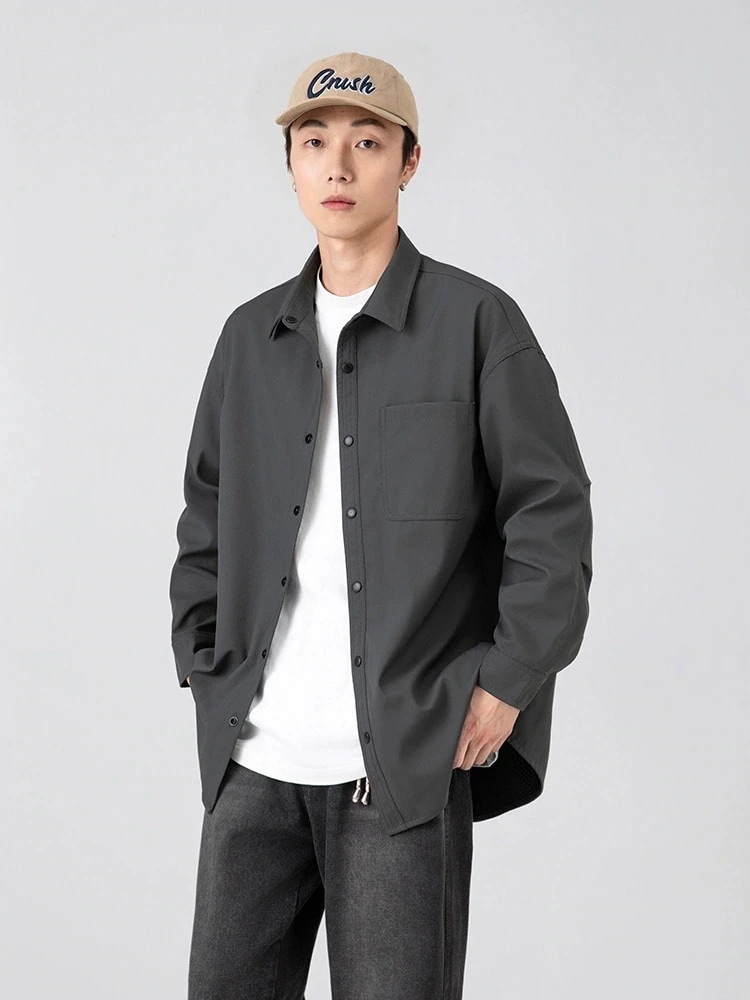 【急速出荷!】韓国 ブラウス メンズ 長袖 とのアウトドア機能風3ディフェンス男性のシャツを急いで緩いシャツの男性 メンズファッション オフィス シャツ