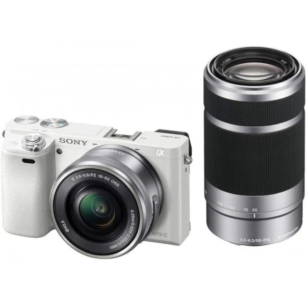 【中古】ソニー SONY ミラーレス一眼 α6000 ダブルズームレンズキット E PZ 16-50mm F3.5-5.6 OSS + E 55-210mm F4.5-6.3 OSS ホワイト ILC
