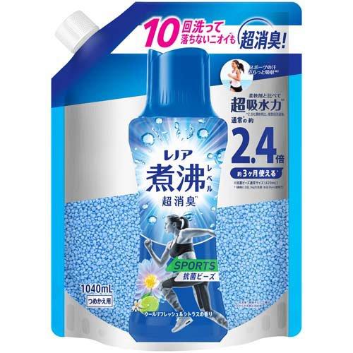 【5個セット】レノア 煮沸レベル消臭 抗菌ビーズ SPORTS クールリフレッシュ＆シトラス 詰め替え 1040ml 5個セット P&G 柔軟剤 香り付け 汗 皮脂 臭い 対策 衣類 消臭