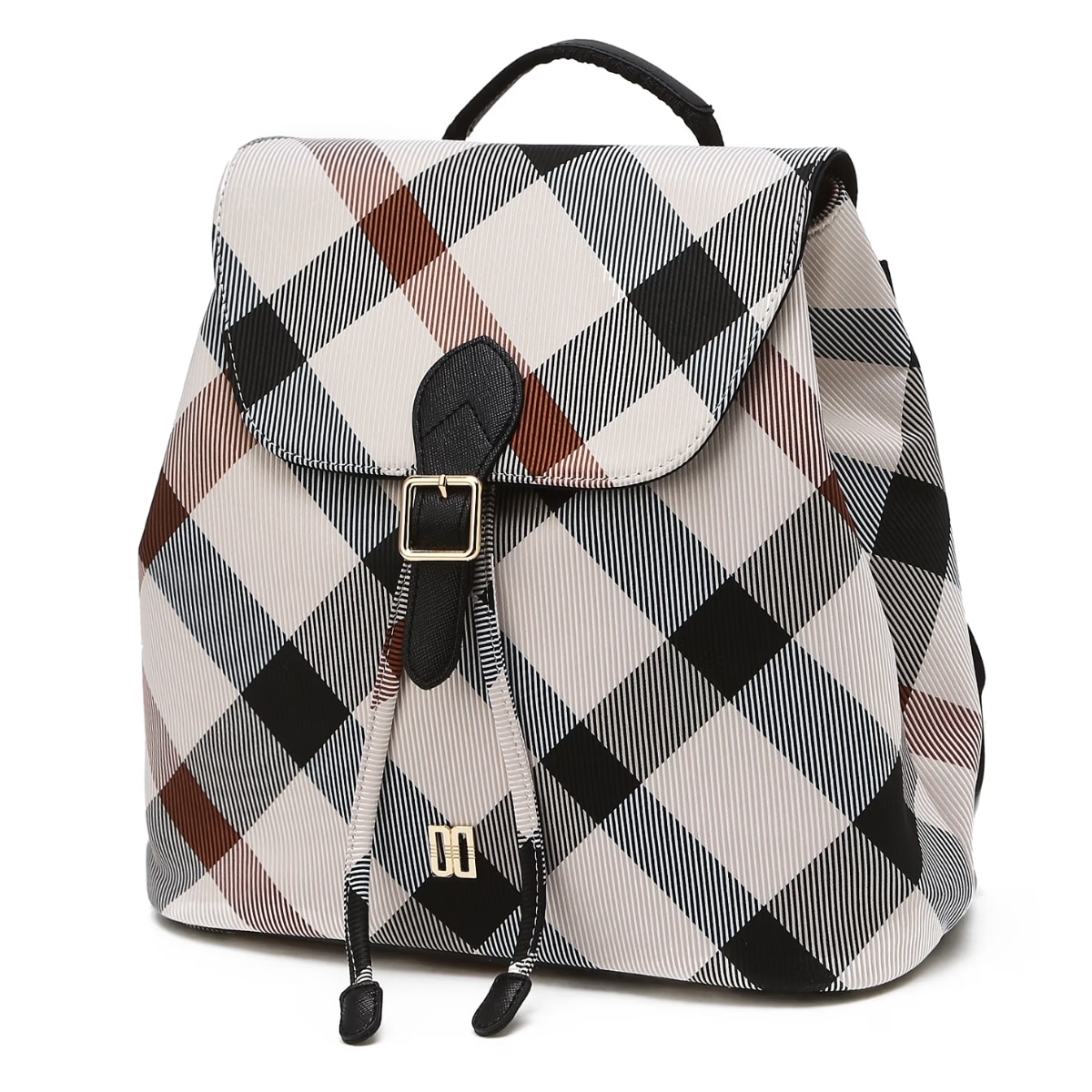 ベージュハウスチェック軽量生地バックパックデイリートラベルバッグ 19,485円