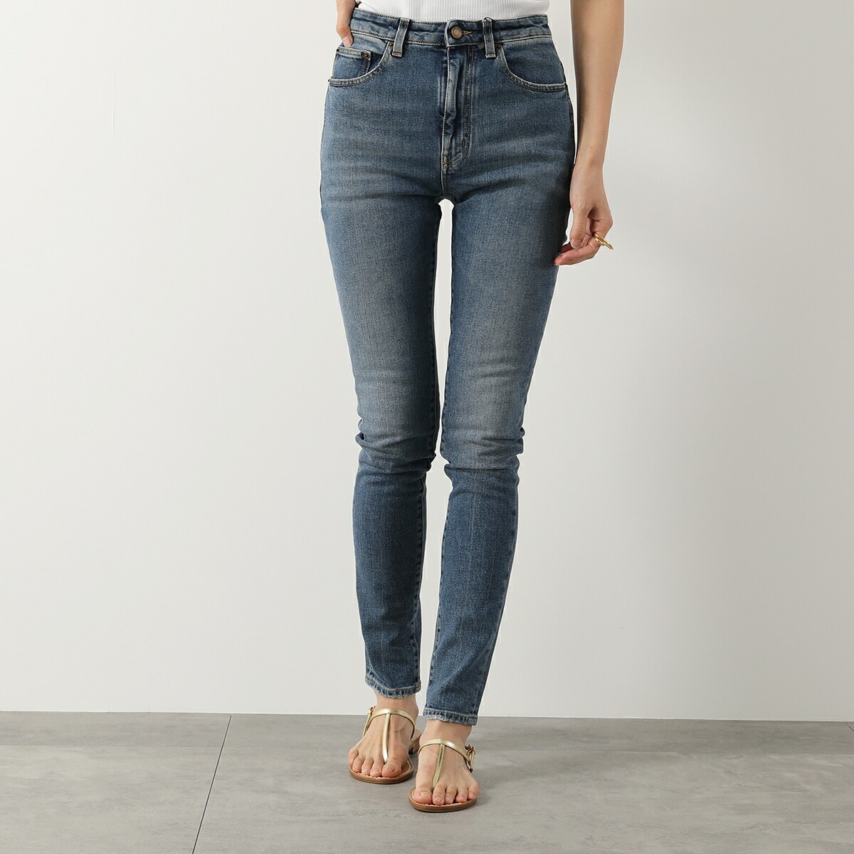 SAINT LAURENT サンローラン ジーンズ 614478 YZ477 レディース デニムパンツ ジーパン スキニー スリム ウォッシュ加工 4085