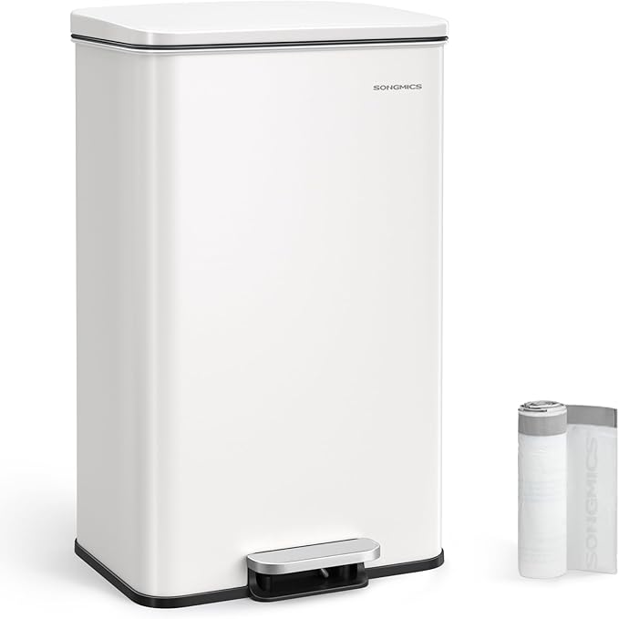 SONGMICS ゴミ箱 40L ペダル式 蓋付き 大容量 ステンレス製ダストボックス キ
