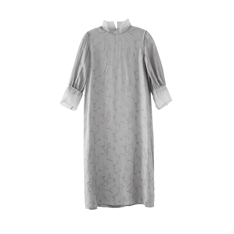 READ_ME 高級感あふれる繊細織柄のハイネックロングワンピースB90825322