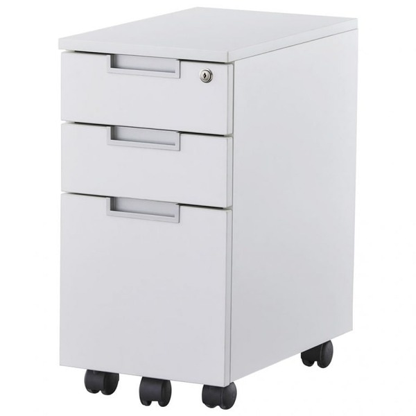 スチール脚デスク スリムワゴン ホワイト[お客様組立品]