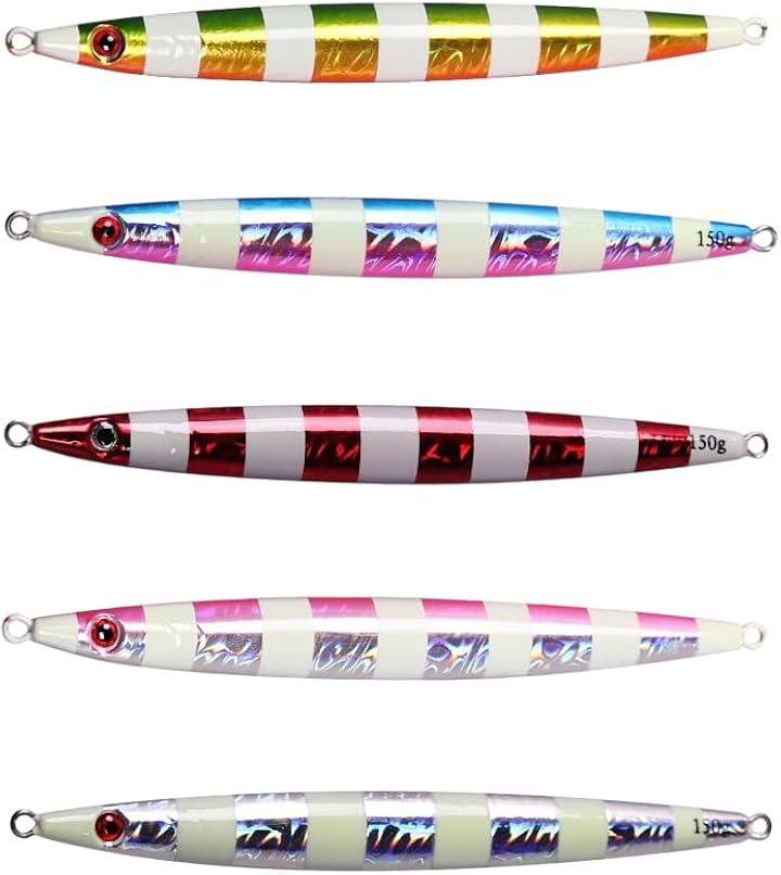 5色セット ルアー メタルジグ 夜光 遠投 スロージギング 青物 ヒラマサ タチウオ ヒラメ シーバス マグロ (各種, 400， グラム)