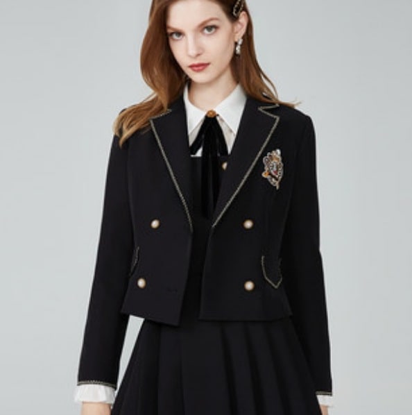 ジャケット レディース 長袖 Vネック 襟付き フォーマル かちっと感 個性的 かわいい 大人可愛い きれいめ シンプル 存在感 学生風 大人 上品 無地 冬 お出かけ イベント ブラック アウター