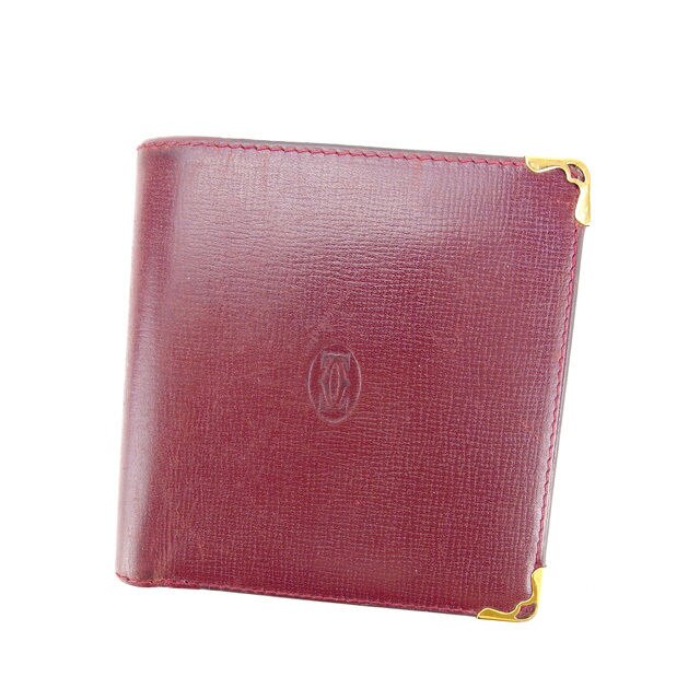 二つ折り財布 マストライン ボルドー ゴールド 中古