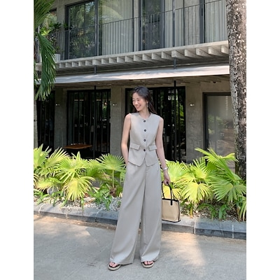 ハイエンドの気質セット女性の夏のノースリーブベストトップ+カジュアルパンツ