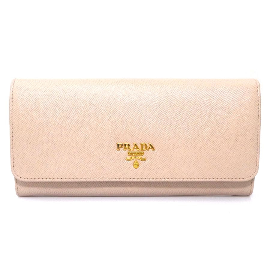 プラダ PRADA 二つ折り長財布 レザー ライトピンク レディース 1M1132 h31603a