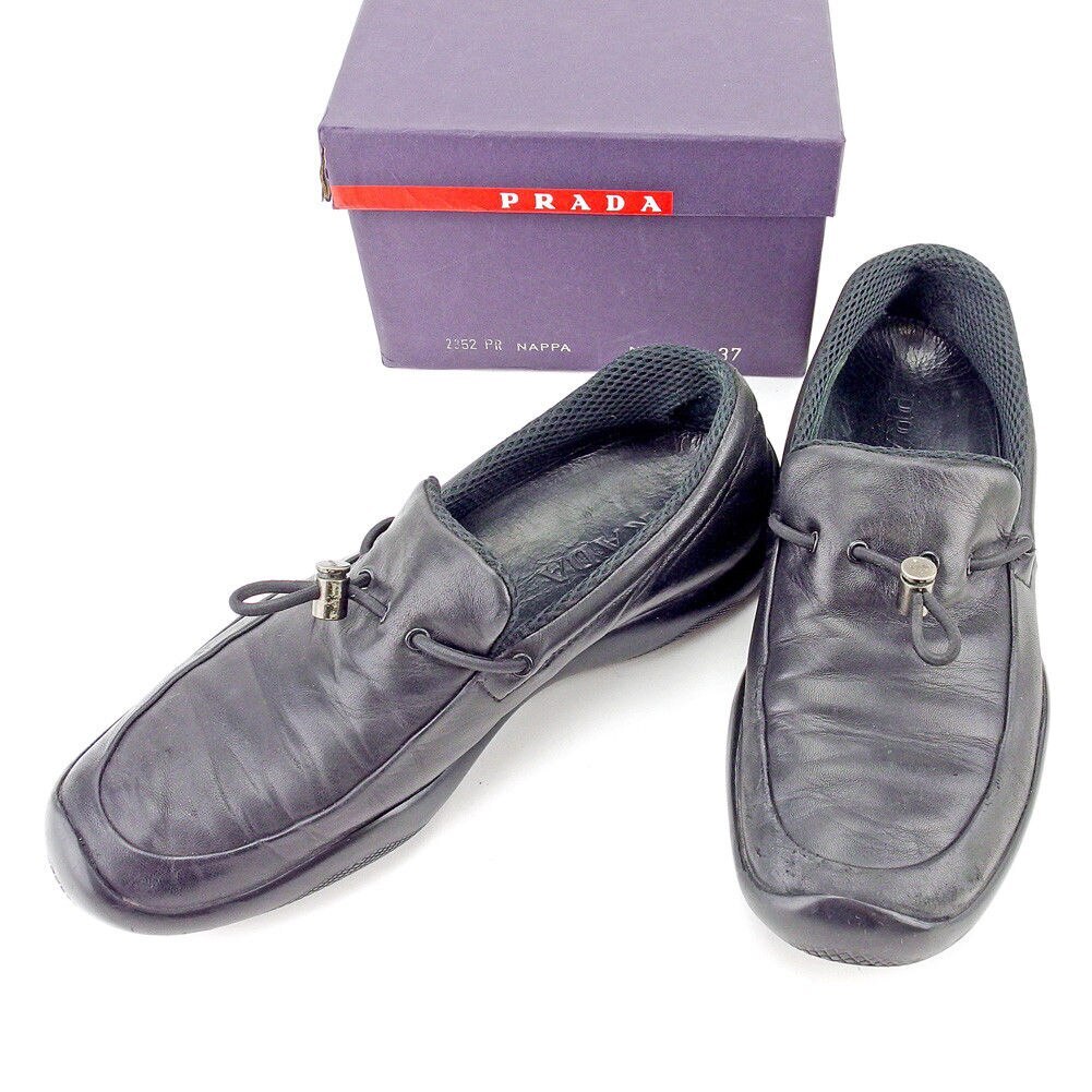 シューズ 靴 スポーツライン 37 スリッポン ブラック レッド 中古