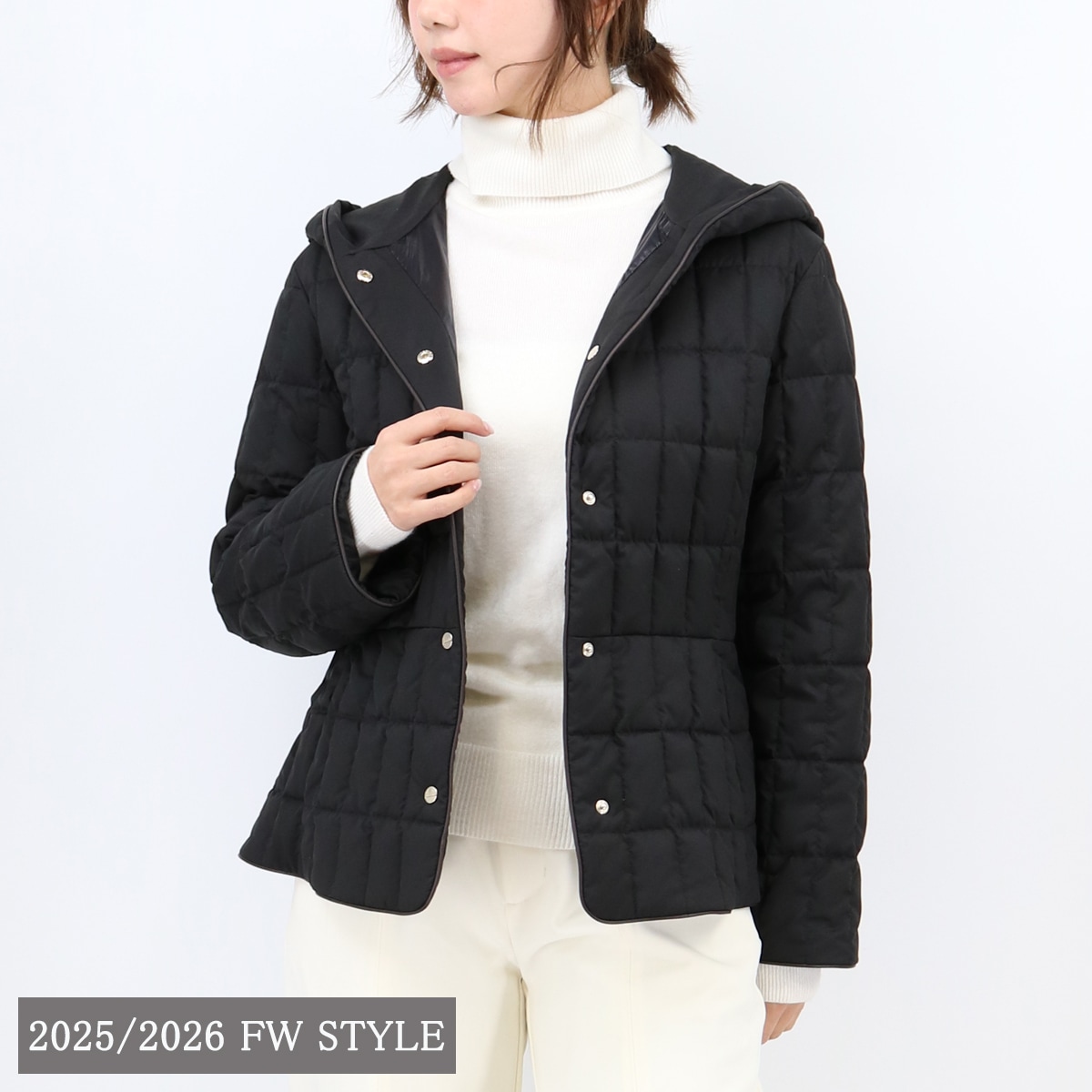 ダウンジャケット PI002052D 9300/NERO レディース ダウンコート フード キルティング ショート ミディアム アウター