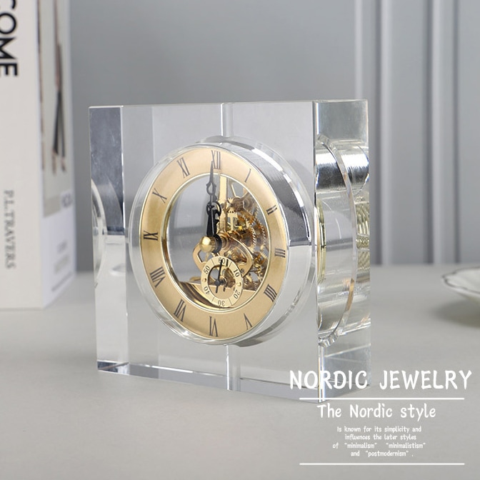 モダンでシンプルなクリスタルメカニカルデスククロッククリエイティブな家庭用品オフィス用品