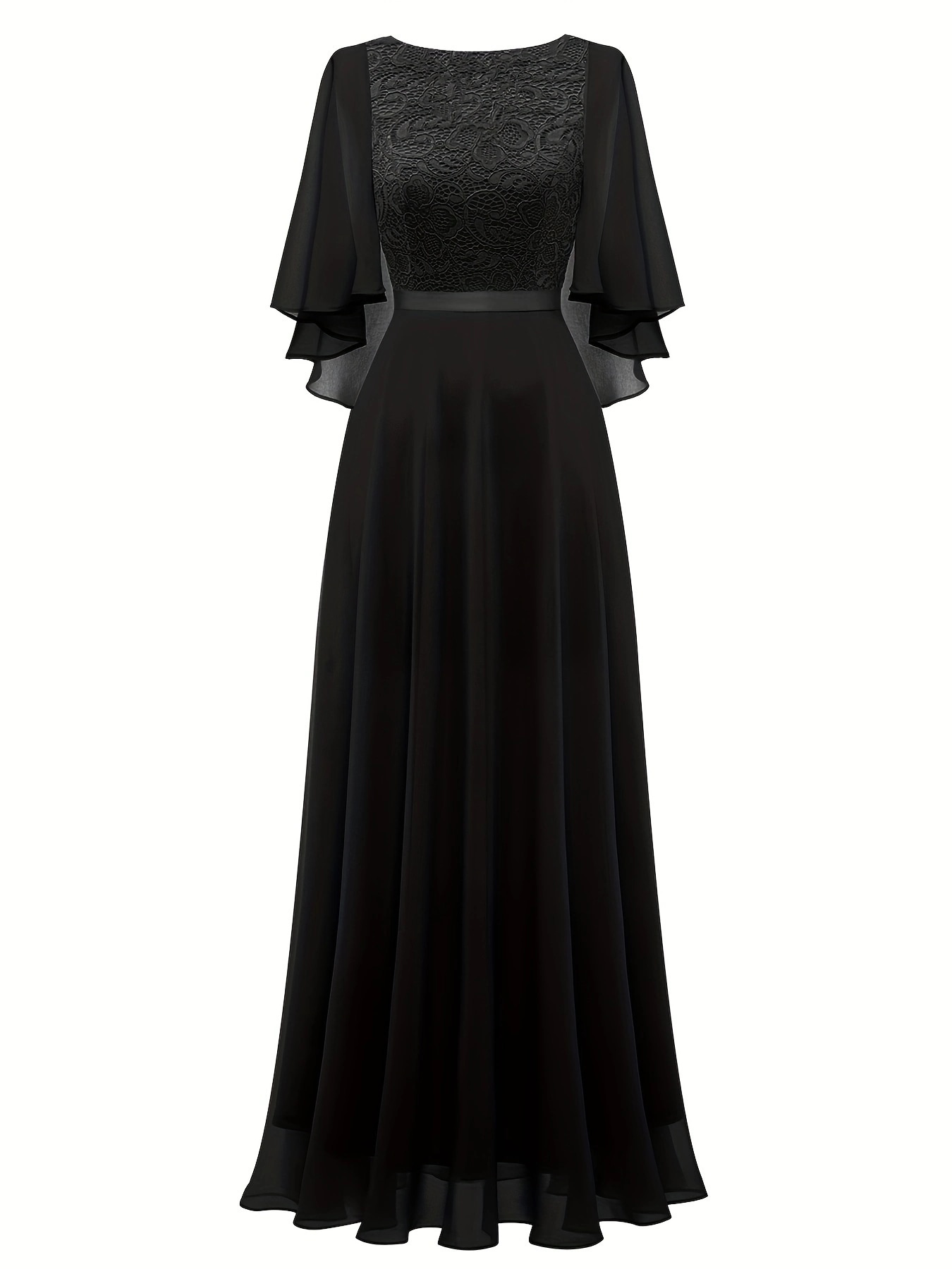 MPFAソリッドレース アライン ブライズメイドドレスエレガントなクルーネックドレス ウェディングパーティー用レディース衣料 ウェディング/オケージョン/エンゲージメント/セレモニー/イブニングド