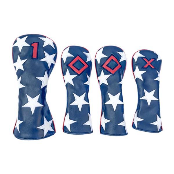 4ピース/個 PUレザーゴルフヘッドカバーキットアクセサリー手作りの星パターン