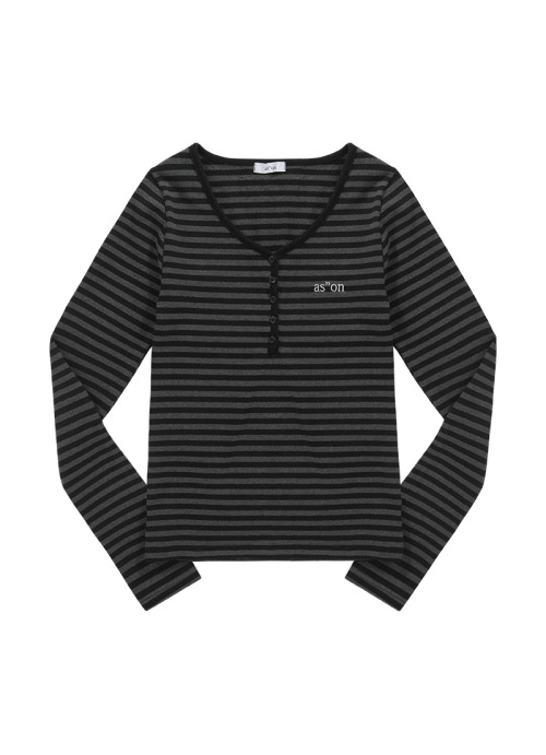 【AS"ON】 ELLEN STRIPE TEE / BLACK 正規品