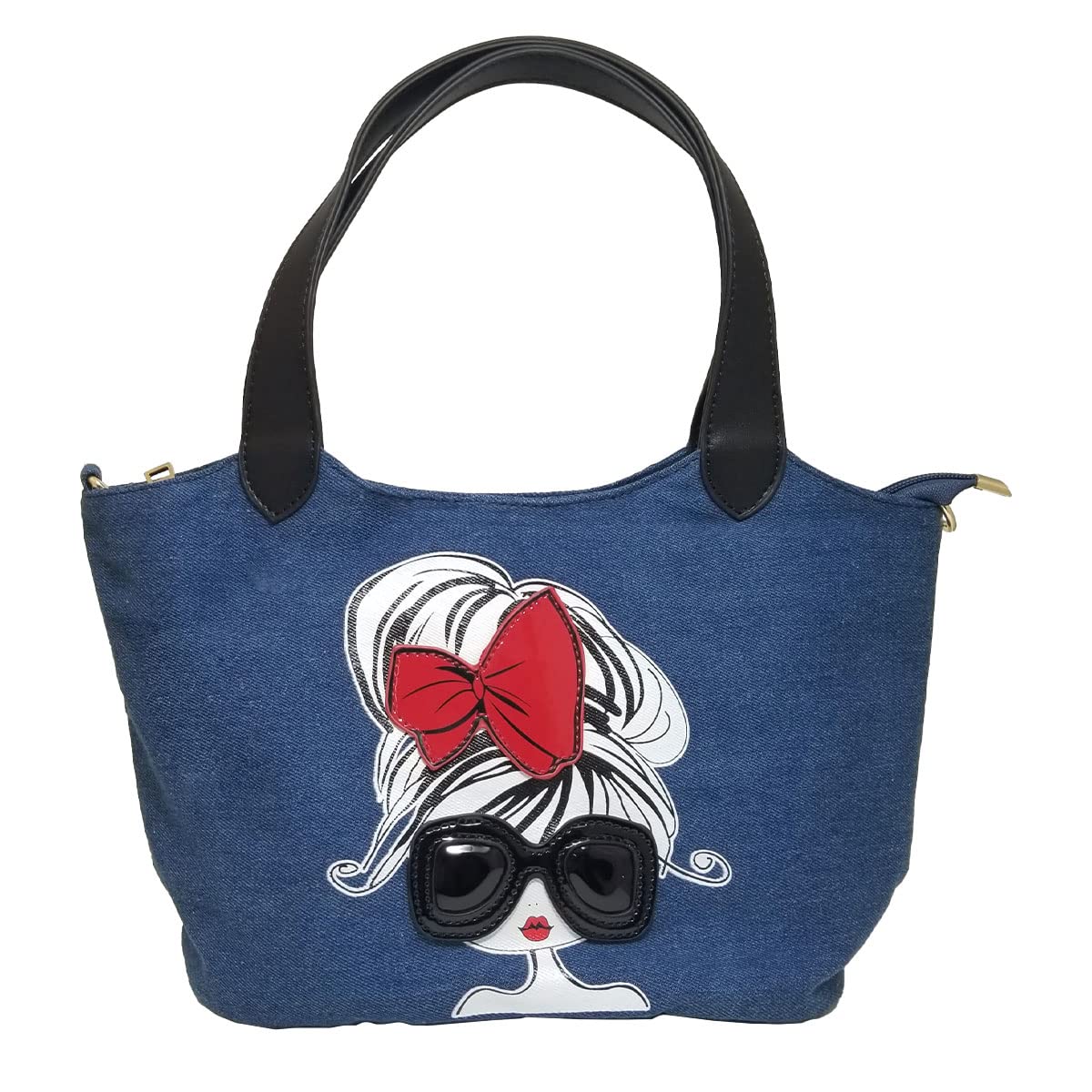 [DIVA Rose] トートバッグ ショルダーバッグ 2way レディース 大容量 デニム バッグ 斜め掛け サングラスガール (インディゴブルー) 5,269円