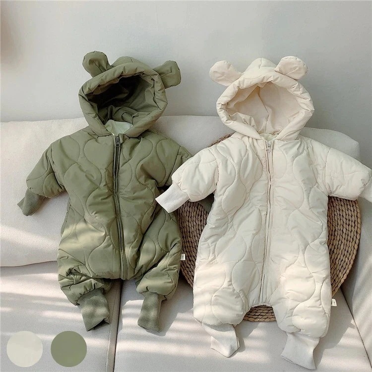 【短納期】ベビー服幼児用ジャンプスーツ冬新しい韓国風版ベビーコットンパッド入り服厚い暖かいクマコ
