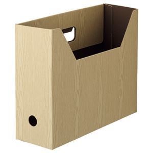 （まとめ） TANOSEE ボックスファイル（WOODY） A4ヨコ 背幅100mm ナチュラル 1パック（3冊） 10セット