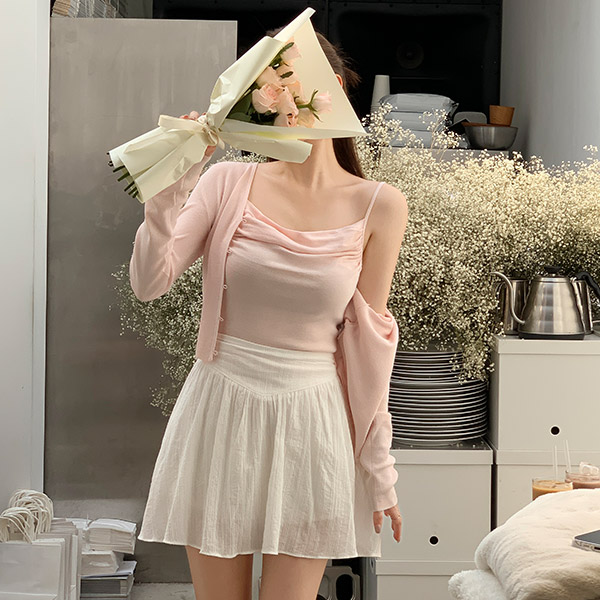 （ノースリーブ＋カーディガンセット） シャレンヌ ドレープシャーリング ノースリーブ＆カーディガンセット st2929