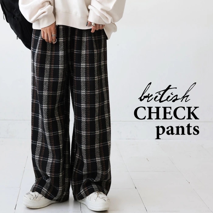 チェックパンツ パンツ レディース ボトムス ロング ・9月9日10時再販メール便不可