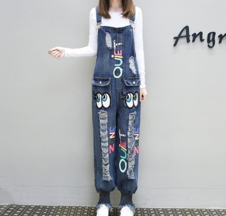ダメージデニムオーバーオール ロング丈 袖あり 綿 デニム 爽やか 大人スタイル 目立つ可愛い きれいめ シンプル カジュアル 大人 上品 おしゃれ かっこいい レトロ アジアン 大人可愛い 大人女子 5,026円