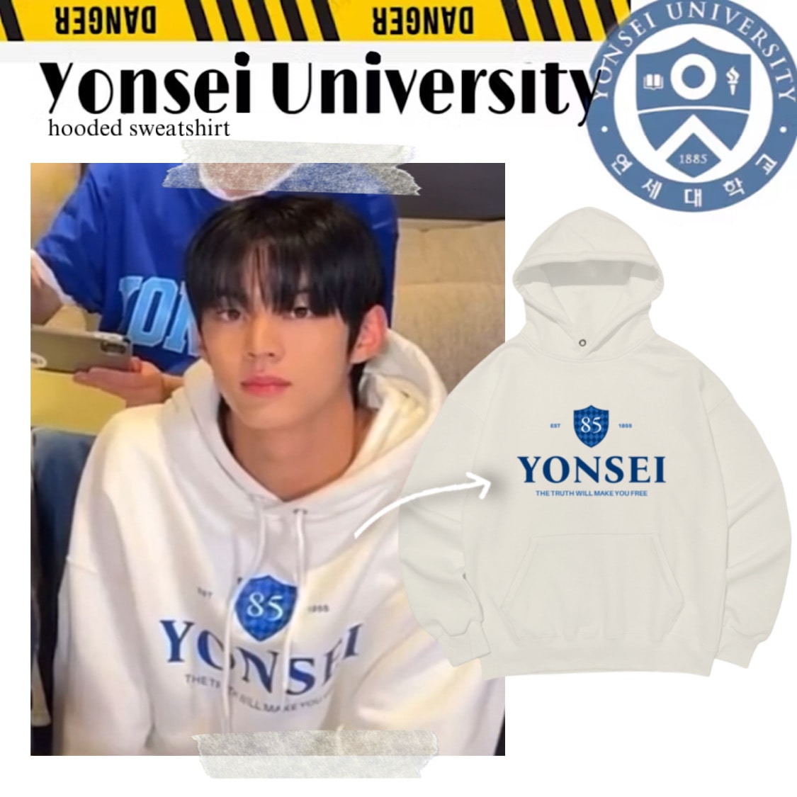 [TWS dohoon pick!][Yonsei University]KOREA,daily hoodie, hooded sweatshirt (象牙)
