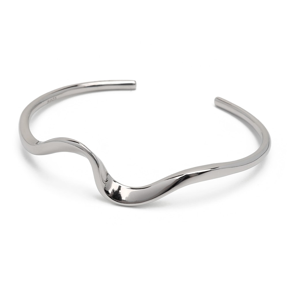925 シンプル 波バングル [cb006]