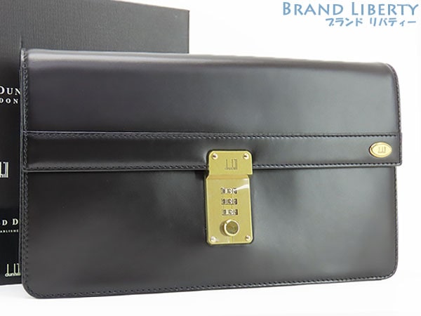 新品同様ダンヒルdunhillオックスフォードダイヤルロック式セカンドバッグクラッチバッグハンドバッグポーチブラックカーフレザーLD9290A