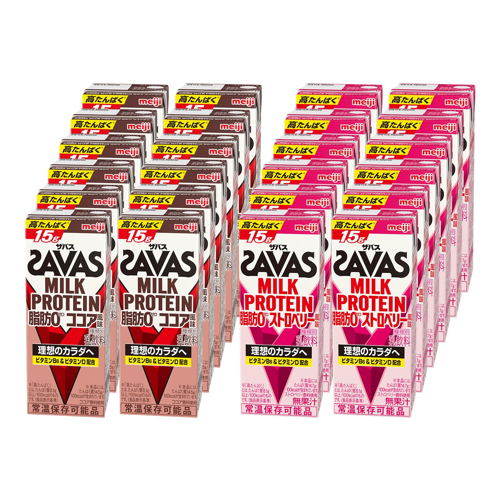 【Amazon.co.jp限定】 SAVAS(ザバス) MILK PROTEIN 脂肪0 (ストロベリー風味＆ココア風味） 200ml×各12本 計24本 ミルクプロテイン