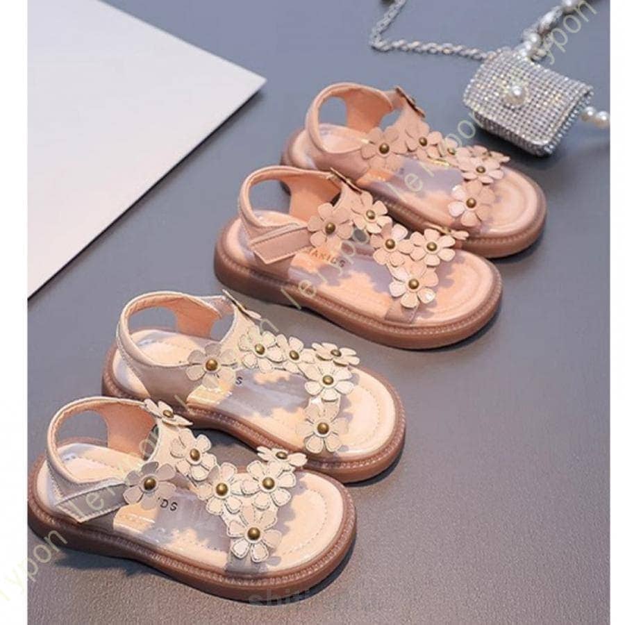 出荷が早い-キッズ サンダル 女の子 履きやすい ビーチサンダル 可愛い花柄 子供靴 シューズ シンプル 軽量 やわらかい ガールズ オシャレ スポーツサンダル ジュニア
