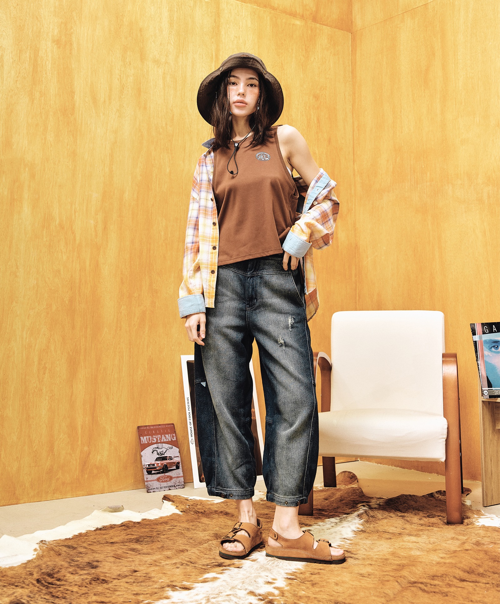 WASHING CURVED BALLON JEANS [NAVY]