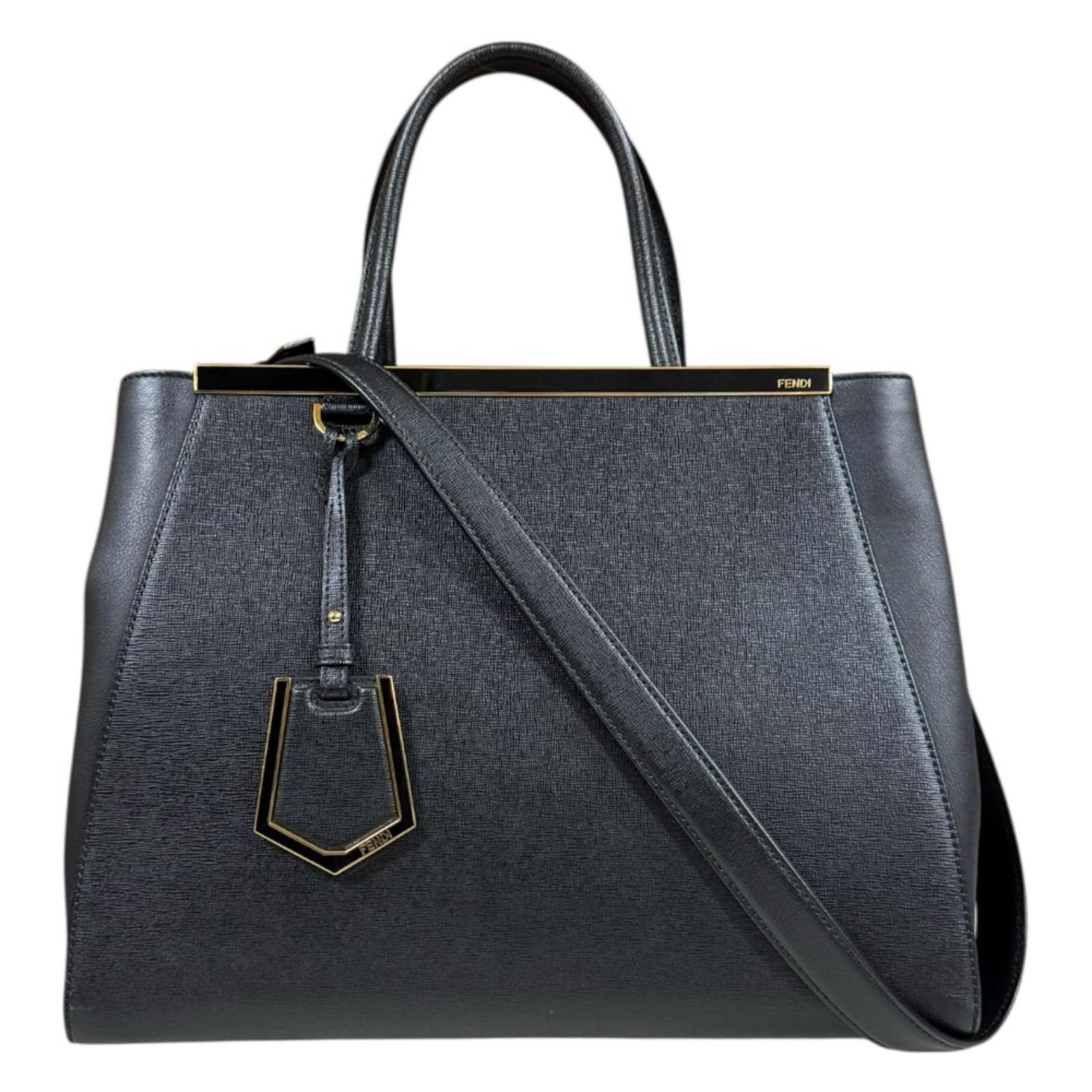 フェンディ トゥージュール ショルダーバッグ レザー ８BH250 ブラック FENDI 中古