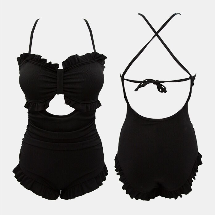 水着 ワンピース水着 セクシー ワンピース 紐 体型カバー フリル バックシャン バックコンシャス 胸元 谷間 谷間魅せ かわいい 大人可愛い きれいめ セクシー スポーティー シンプル ナチュラル