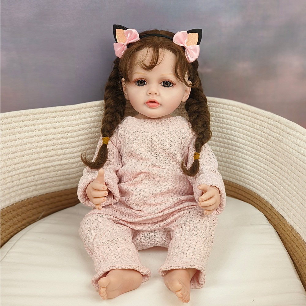 移植毛リボーンドール フルビニールシミュレーション玩具 子供コンパニオンドール 女の子 ホリデーギフトボックス