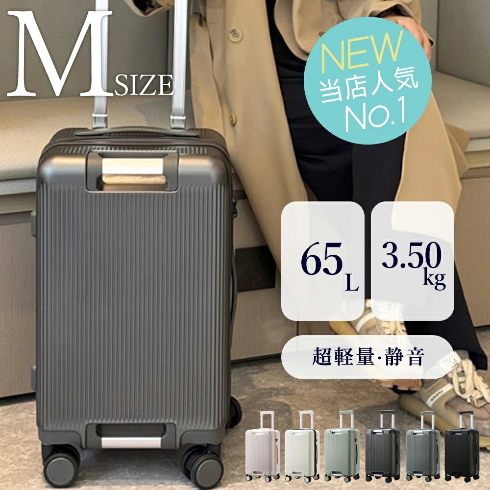【冬日限り激安SALE】ケース Mサイズ 軽量 大型 キャリーケース ハードタイプ 静音ダブルキャスター TSAロック付き ファスナー式 約7泊～10泊用 大容量 シンプル おしゃれ 可愛い メンズ